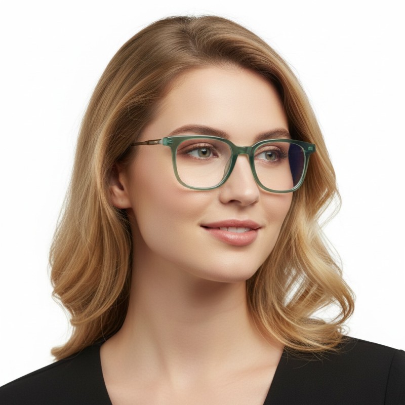 Square Green Eyeglasses