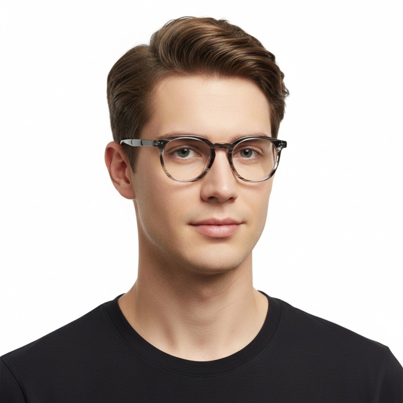 Oval Gray Tortoise Eyeglasses