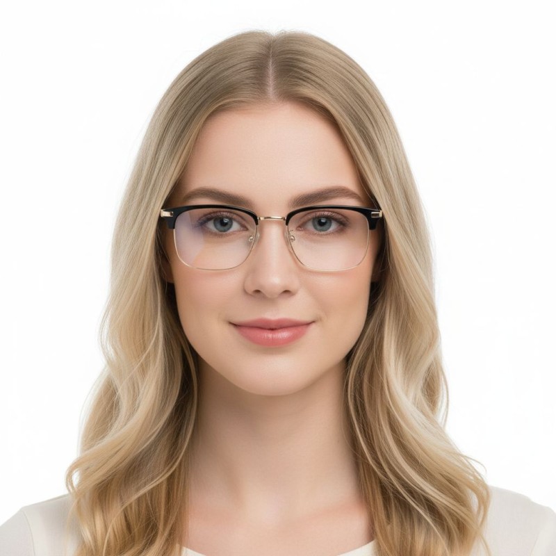 Browline Black Golden Eyeglasses