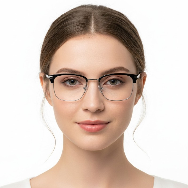 Browline Black Silver Eyeglasses
