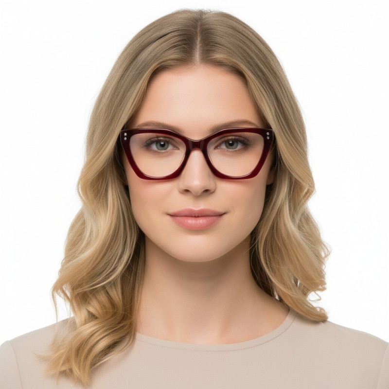Cat Eye Burgundy Eyeglasses
