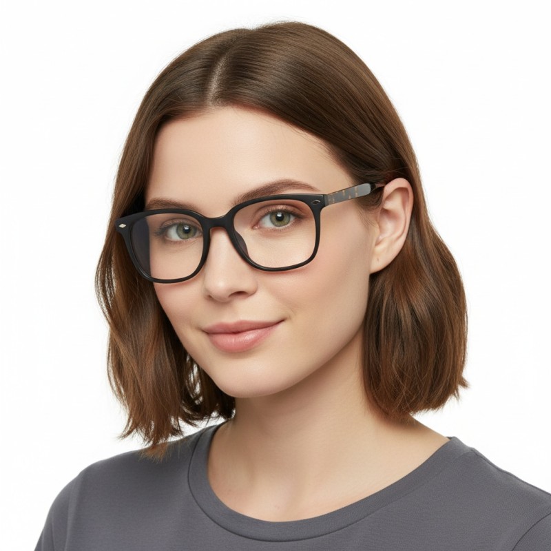 Square Black Tortoise Eyeglasses