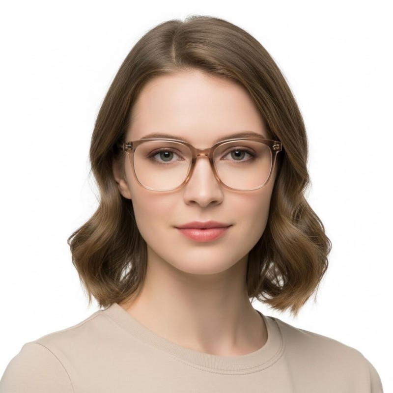 Square Champagne Eyeglasses