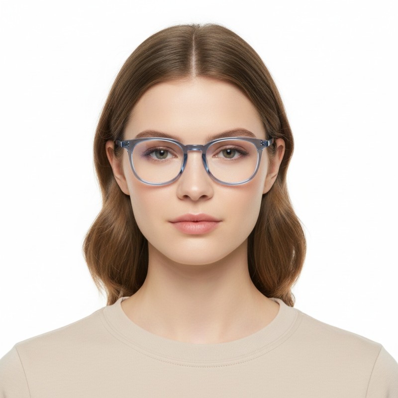 Square Silver Blue Eyeglasses