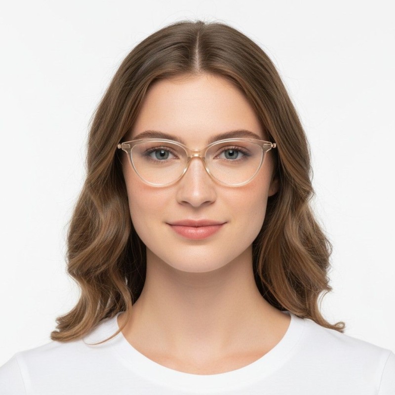 Cat Eye Light Beige Eyeglasses