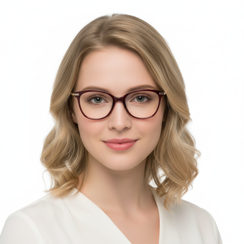 Cat Eye Burgundy Eyeglasses