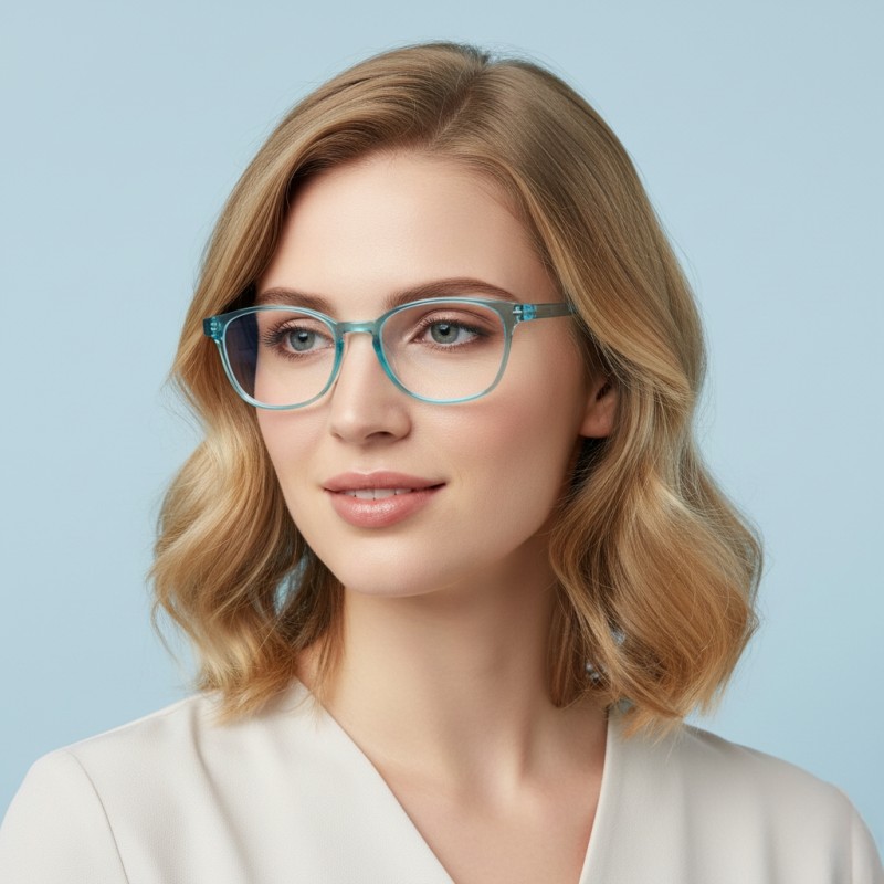 Square Cyan Eyeglasses