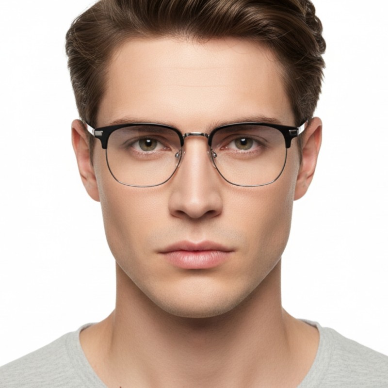 Browline Black Silver Eyeglasses