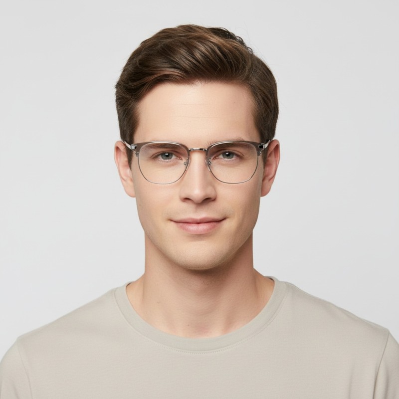 Browline Light Gray Eyeglasses