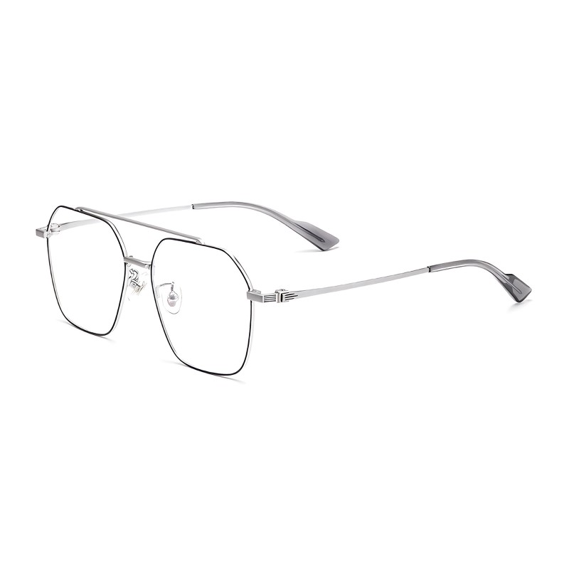Aviator Black Silver Eyeglasses