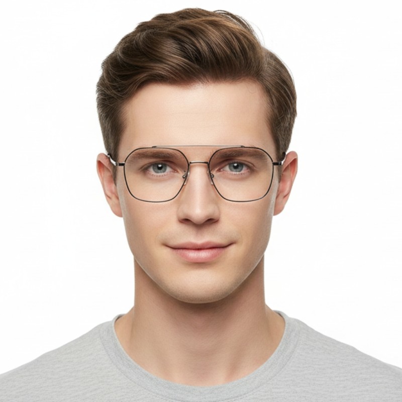 Aviator Black Silver Eyeglasses