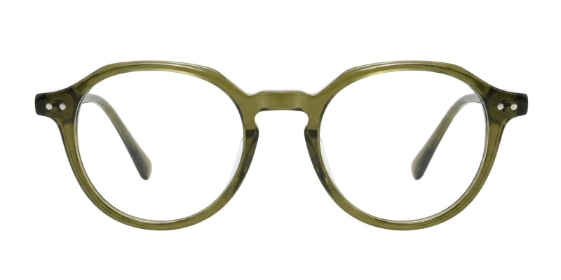 Shelby Olive Green Polygon Prescription Glasses