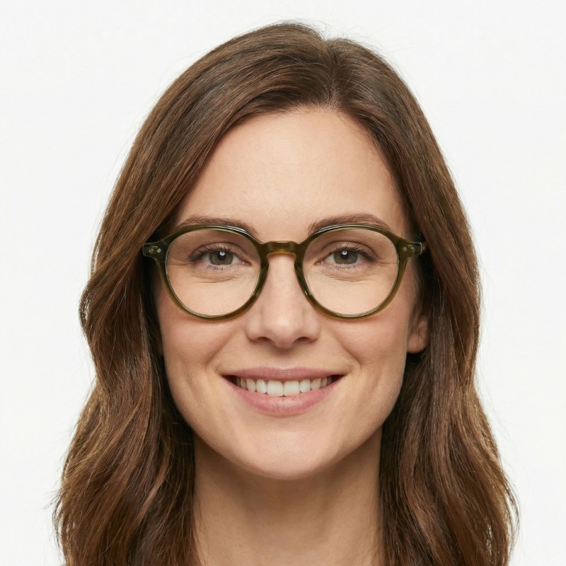 Polygon Olive Green Eyeglasses