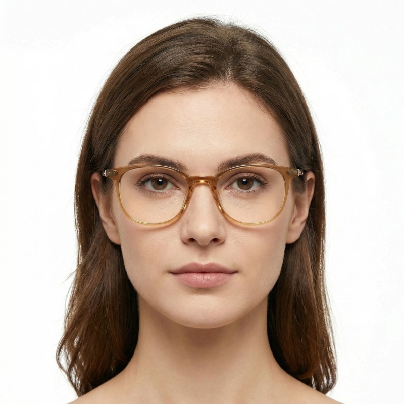 Square Light Brown Eyeglasses
