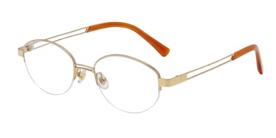 Oval Golden Eyeglasses