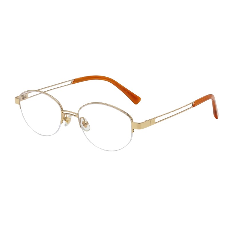 Oval Golden Eyeglasses