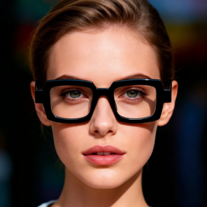 Polygon Black Eyeglasses
