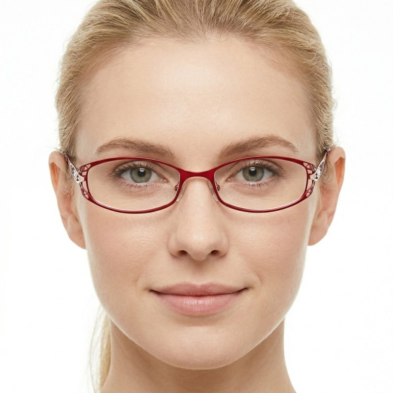 Oval Red Eyeglasses