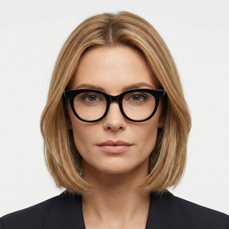 Polygon Black Eyeglasses