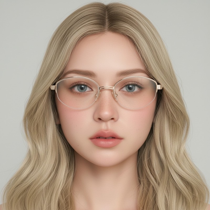 Oval Golden Eyeglasses