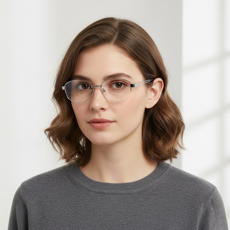 Oval Silver Eyeglasses