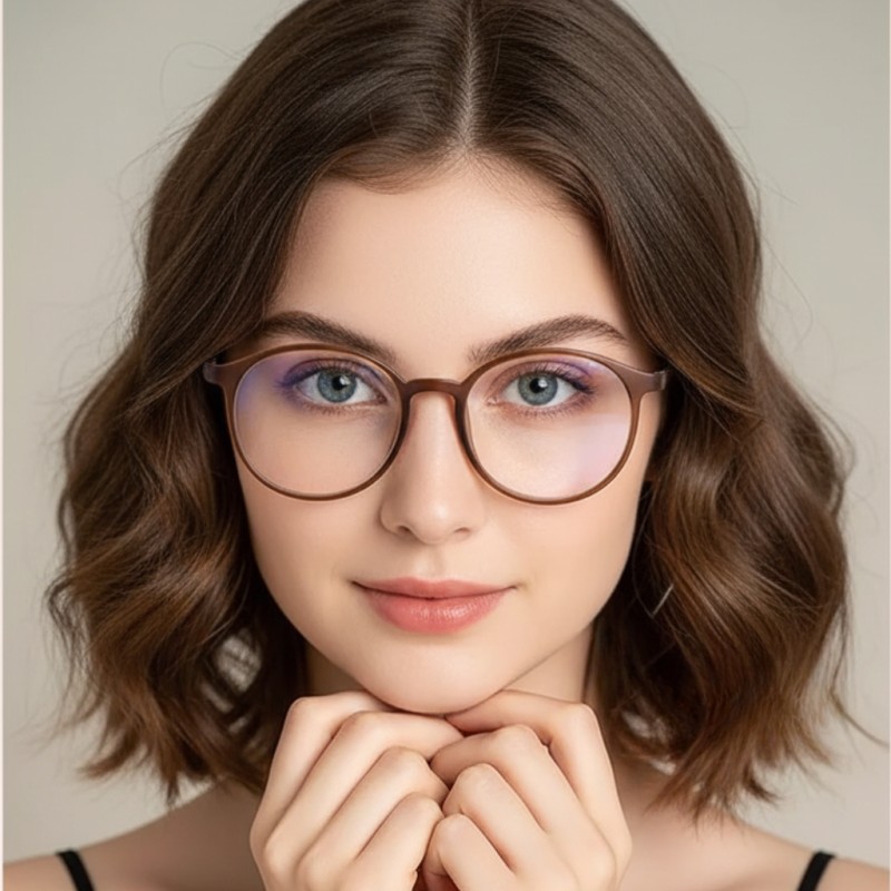 Round Brown Eyeglasses