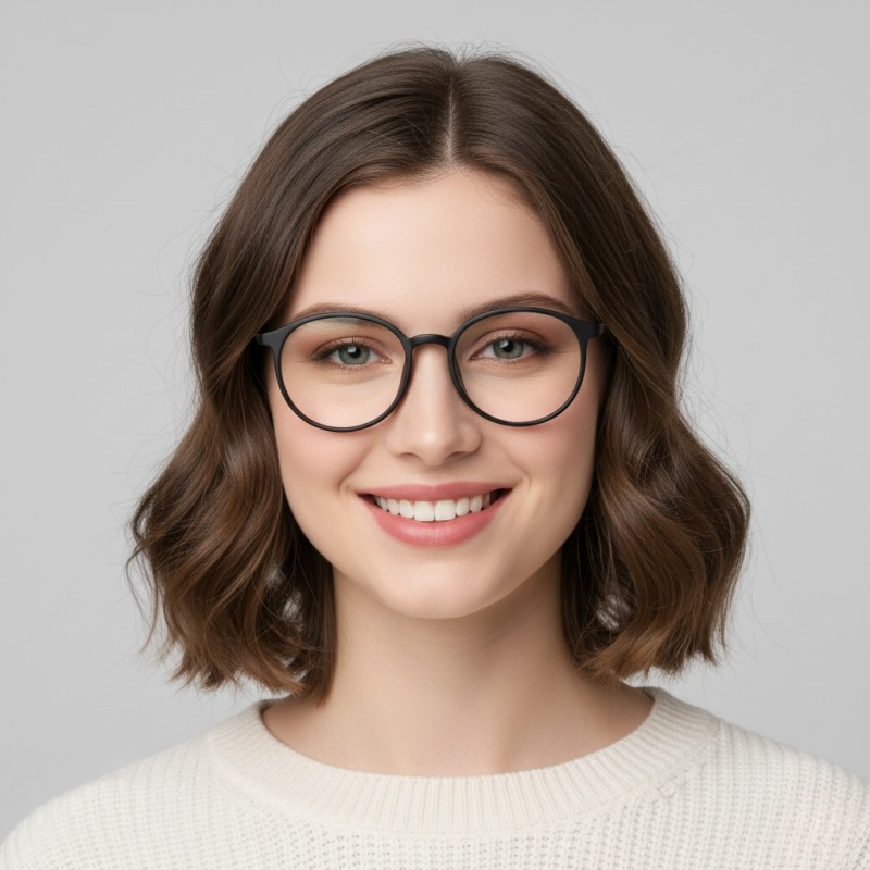 Round Matte-black Eyeglasses