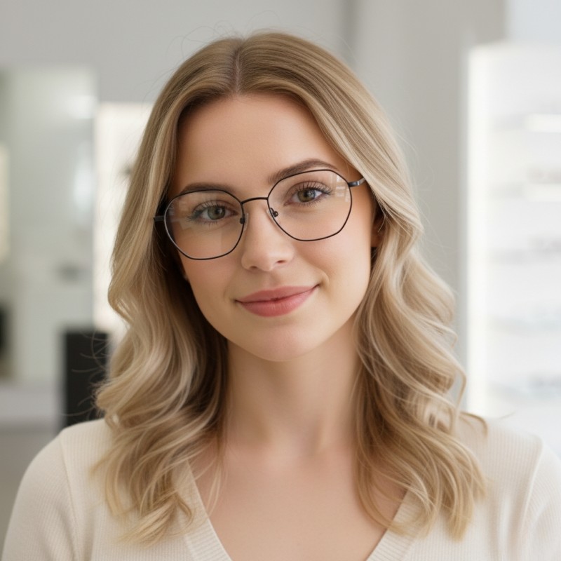 Polygon Black Eyeglasses