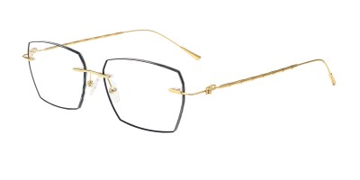 Polygon Black Golden Eyeglasses