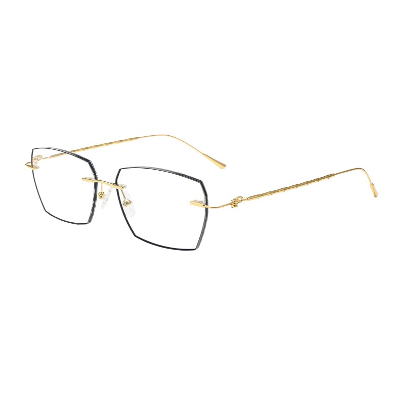 Polygon Black Golden Eyeglasses
