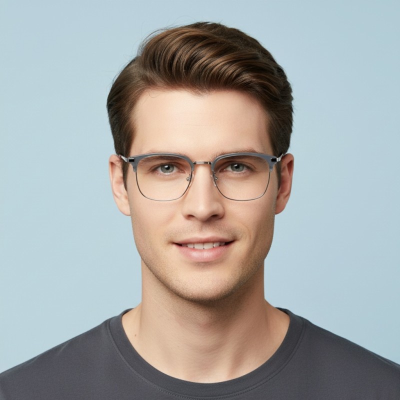 Browline Gray Eyeglasses