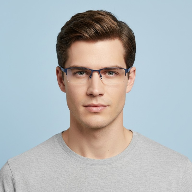 Rectangle Blue Eyeglasses