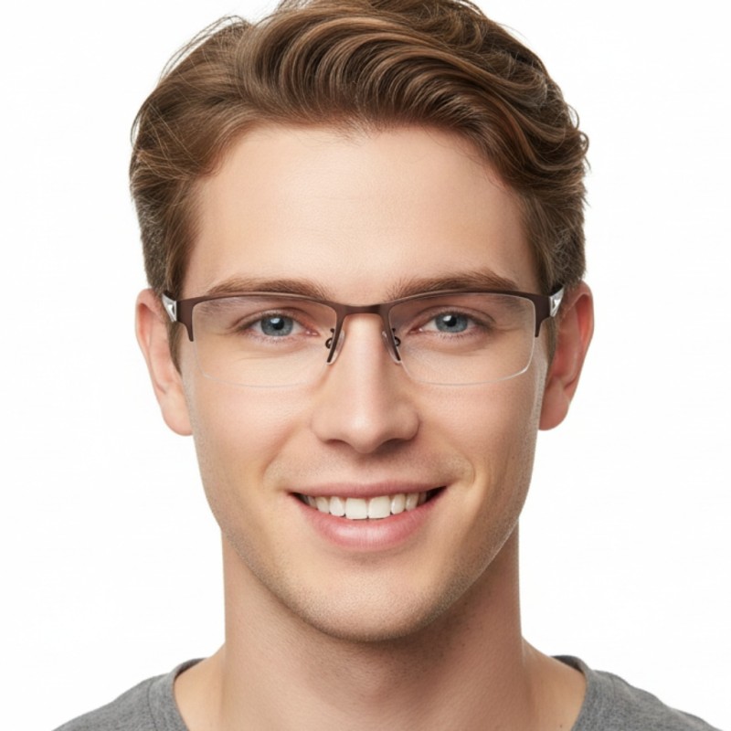 Rectangle Brown Eyeglasses