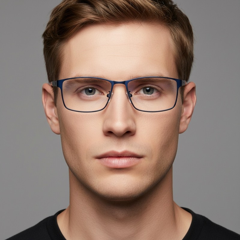 Rectangle Blue Eyeglasses