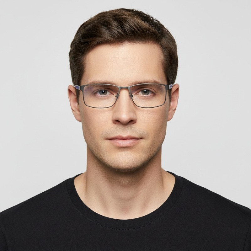 Rectangle Gunmetal Eyeglasses