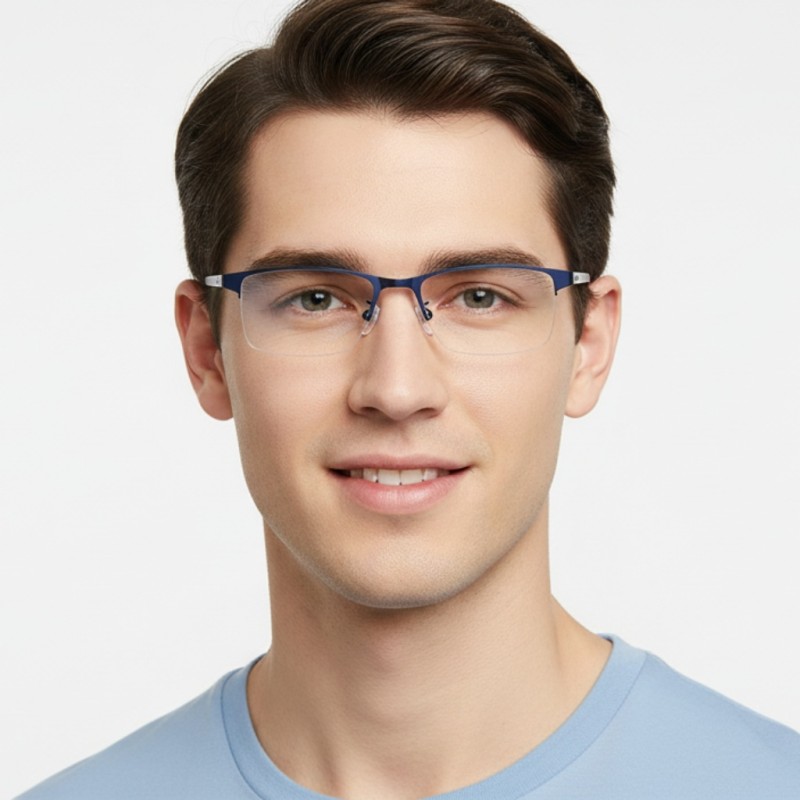 Rectangle Blue Eyeglasses