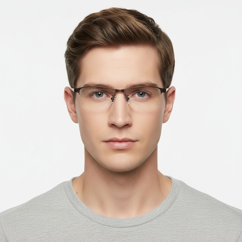 Rectangle Brown Eyeglasses