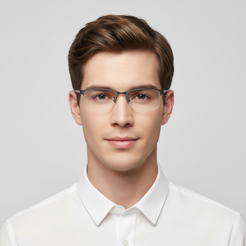 Rectangle Gunmetal Eyeglasses