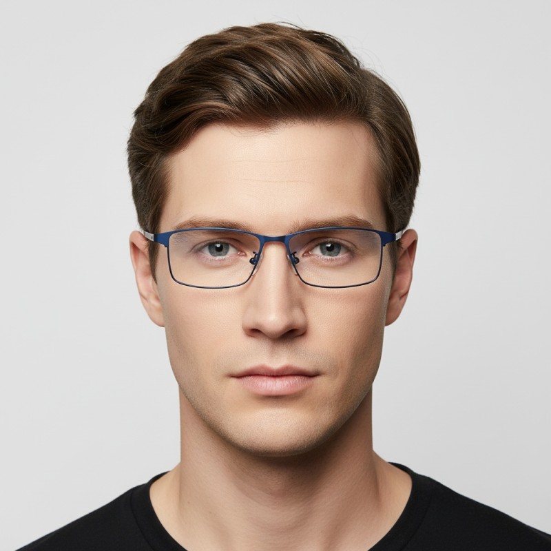 Rectangle Blue Eyeglasses