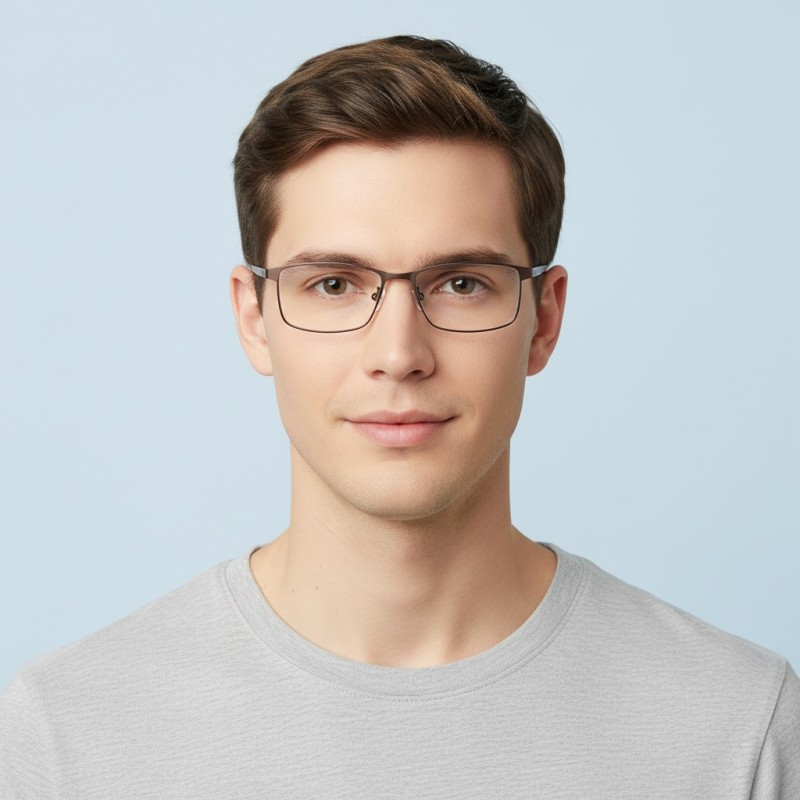 Rectangle Brown Eyeglasses