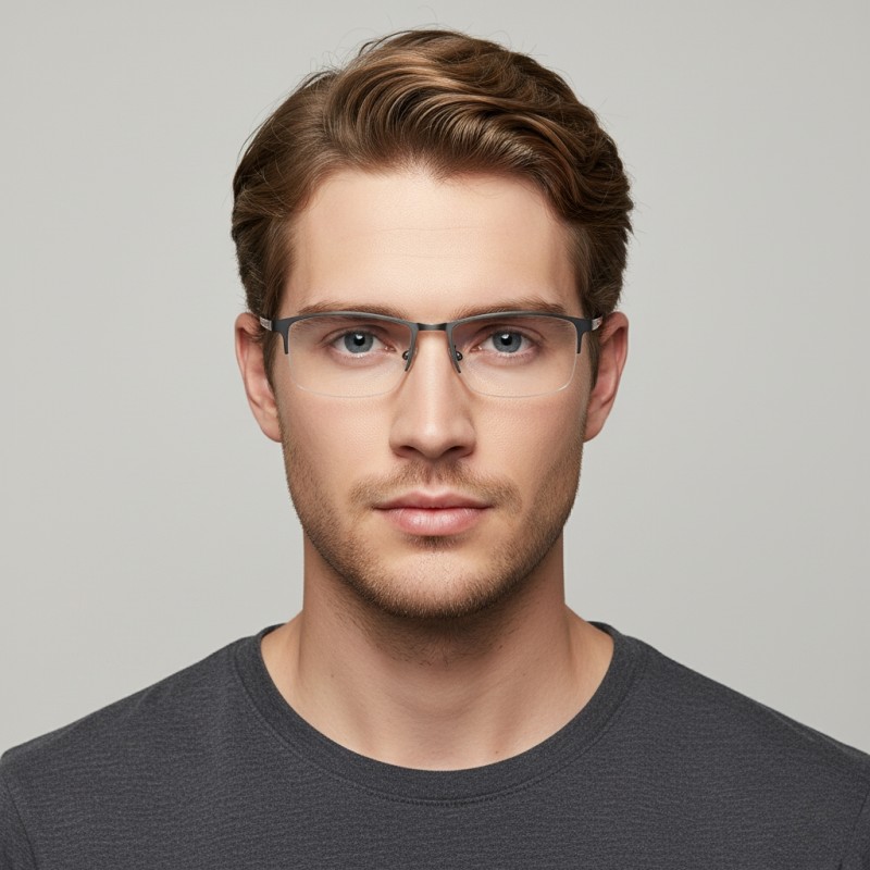 Rectangle Gunmetal Eyeglasses