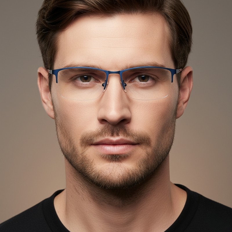 Rectangle Blue Eyeglasses