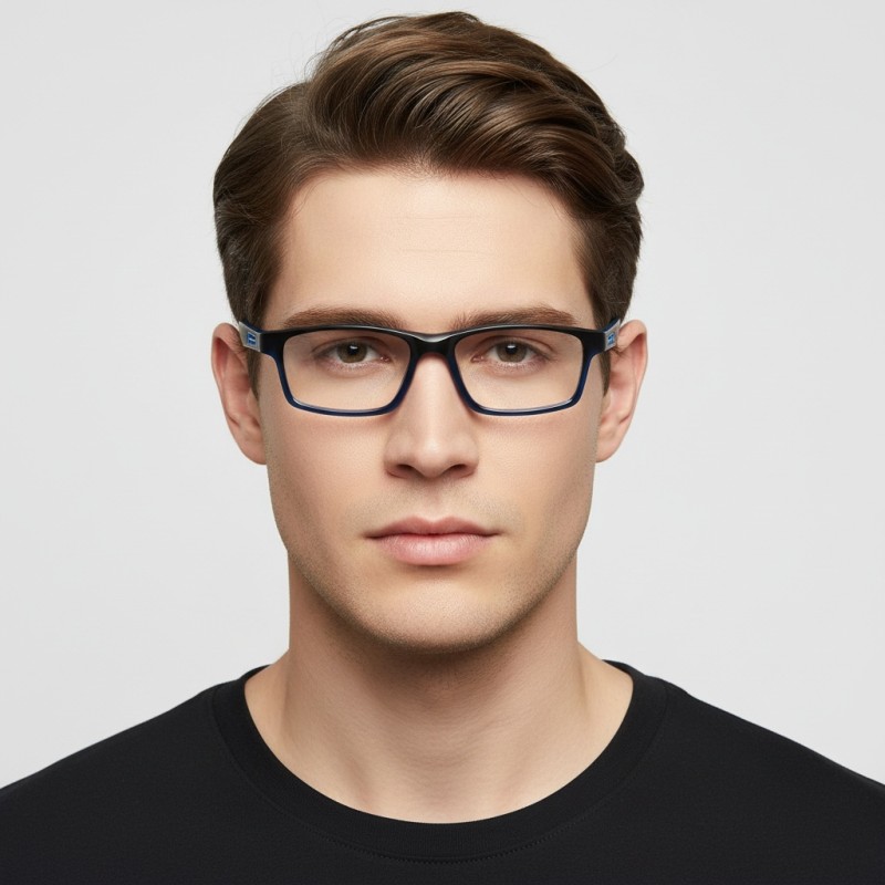 Rectangle Black Blue Eyeglasses