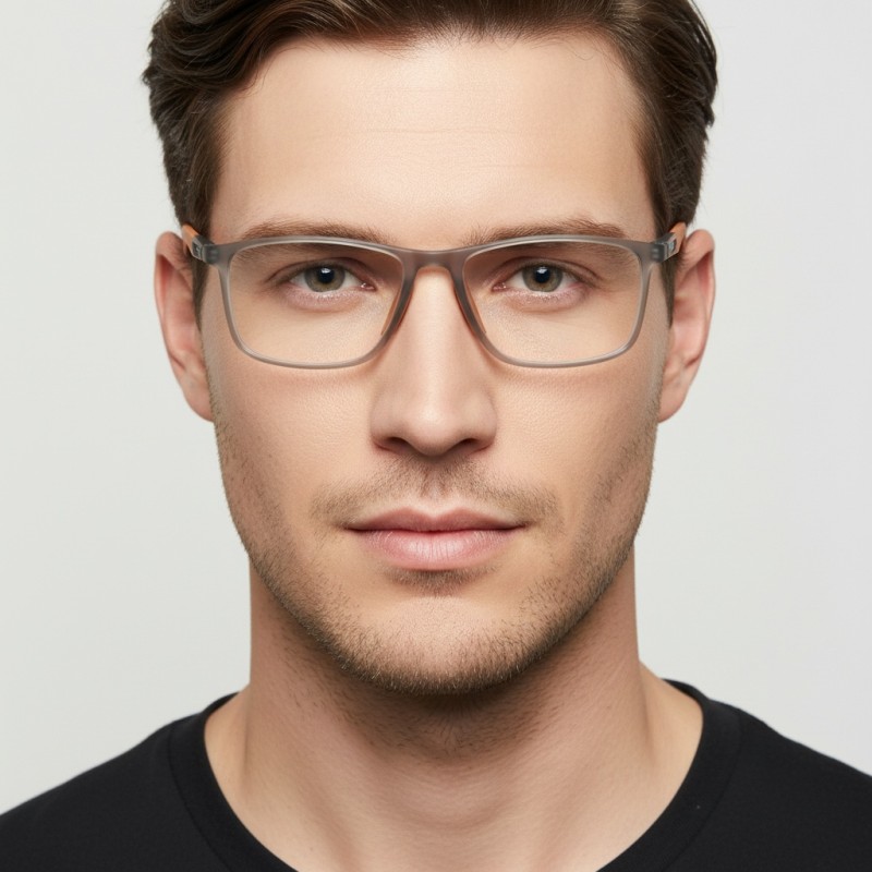 Square Gray Brown Eyeglasses