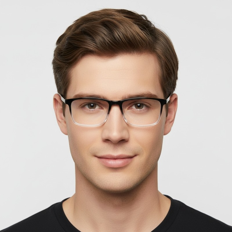 Rectangle Black Crystal Eyeglasses