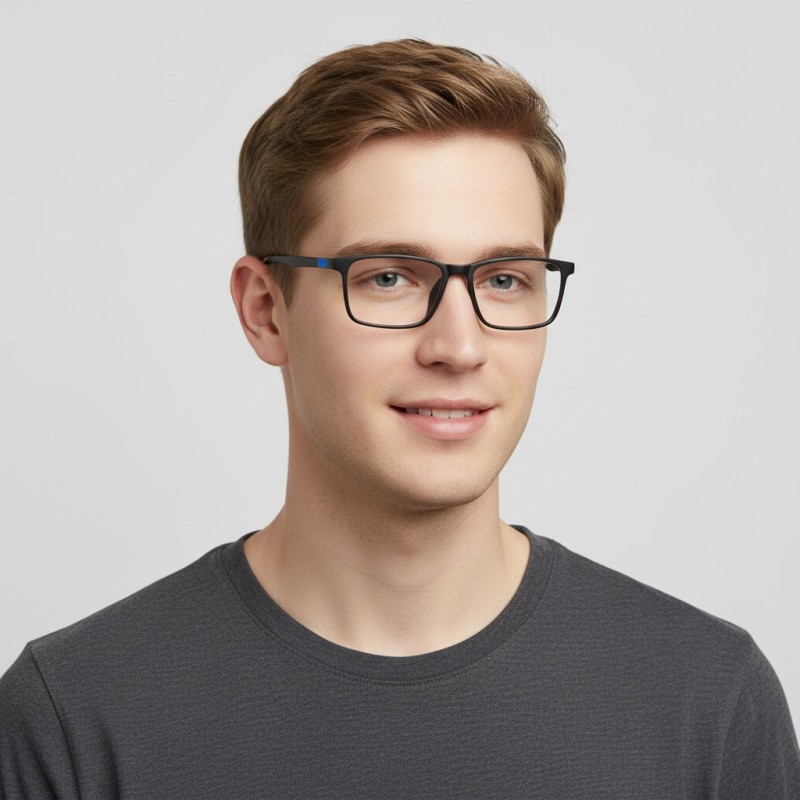 Rectangle Matte-black Eyeglasses