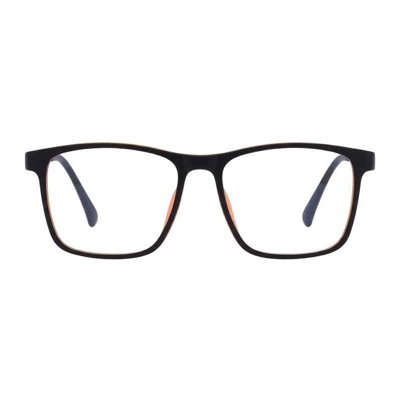 Square Black Orange Eyeglasses