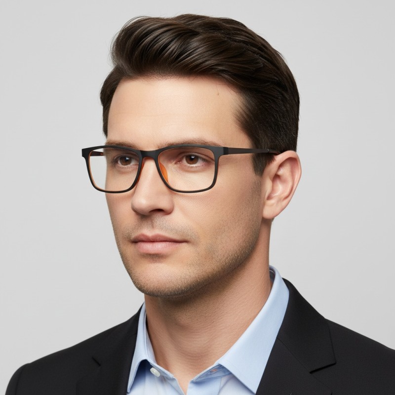 Square Black Orange Eyeglasses