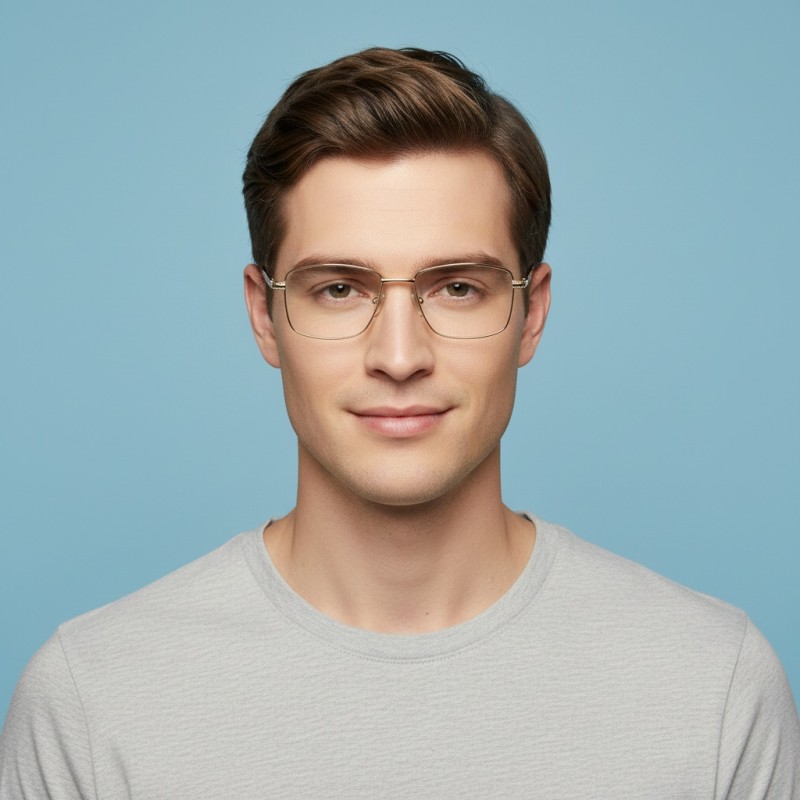 Square Golden Eyeglasses