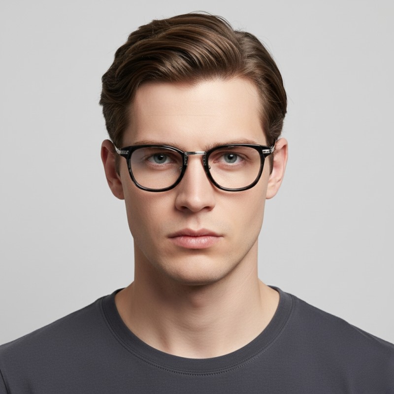 Square Tortoise Silver Eyeglasses